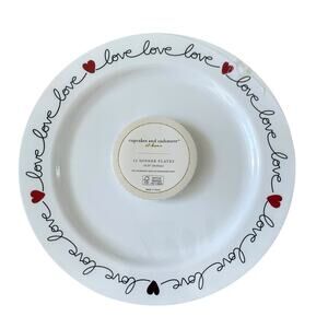 Cupcakes & Cashmere Red Hearts Love Border Disposable 10.25" Dinner Plates 12pc
